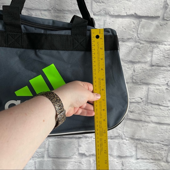 PREOWNED ADIDAS GREY GREEN DUFFLE BAG TOTE BAG GYM BAG - Picture 3 of 8